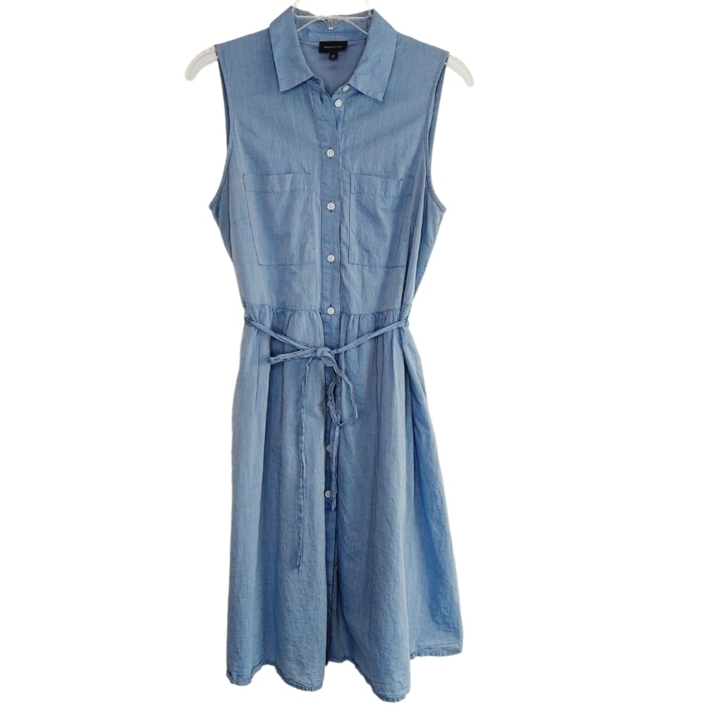 Who What Wear A-Line Shirt Dress Medium Sleeveless Lined Button Front Tie Back